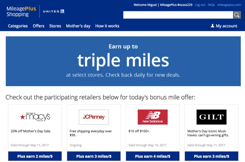 United MileagePlus Shopping Portal Acumular Millas