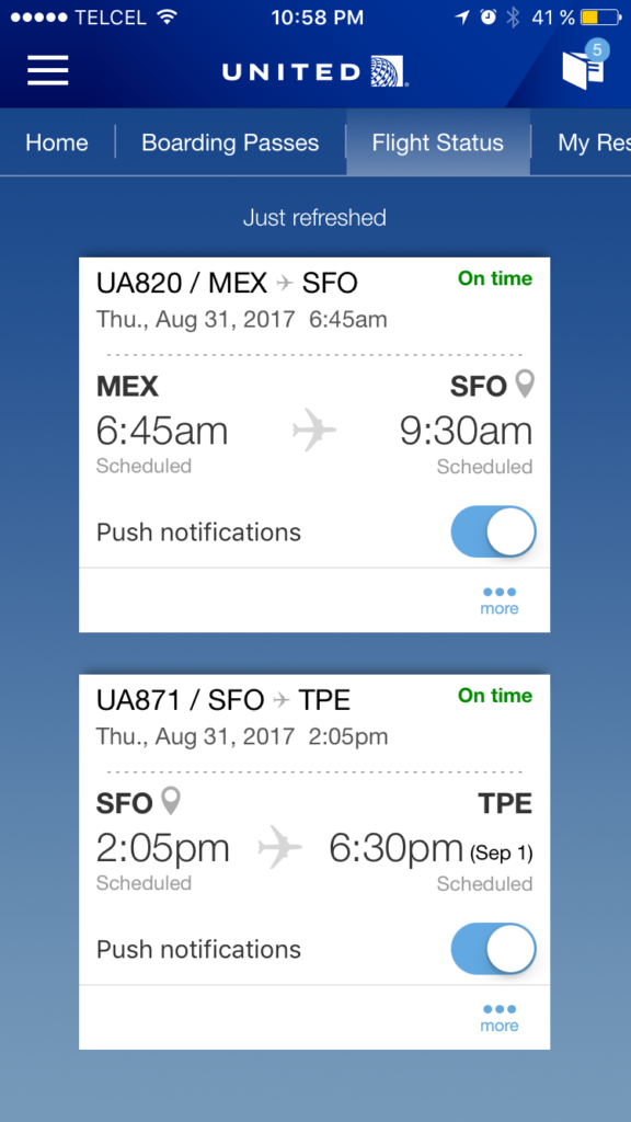 Viajes United Pase de Abordar Boarding Pass Delayed Flight Mexico City 
