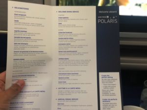United Polaris Business Class - Real United Polaris Business Class Amsterdam to Houston Menu Onboard-2