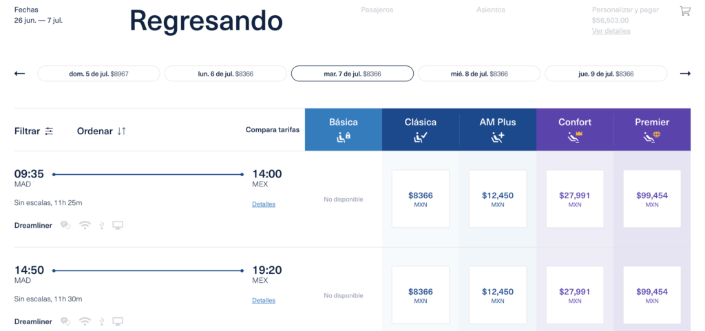 Aeromexico Clase Premier Mexico Madrid